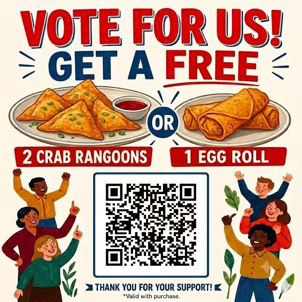 Vote for us and get a free item